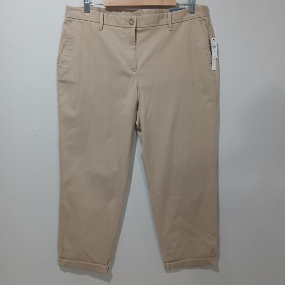 Talbots Pants Womens Size 14P NWT Supersoft Khaki Chino Ankle Relaxed - Picture 2 of 13
